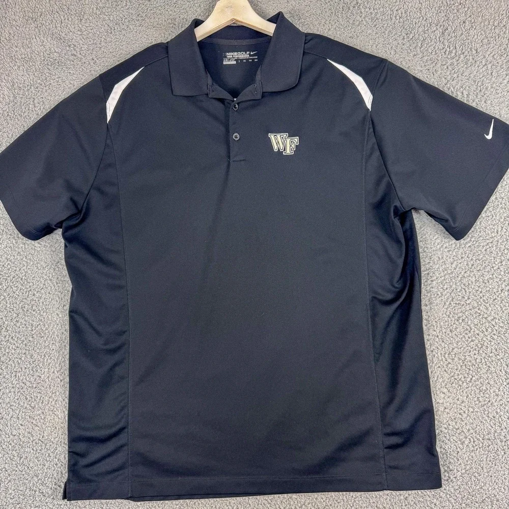 Wake Forest Demon Deacons Polo‎ Shirt Mens 2XL Black NCAA Golf Nike Dri Fit Work